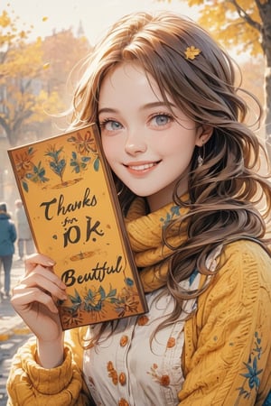 Very beautiful girl holding a board with text "Thanks for 10K likes!" text, illustration, detailed, realistic, UHD, beautiful detailed eyes, beautiful detailed, Warmly smile.,Text,Ink art