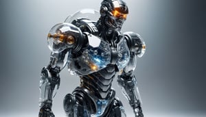  A cyborg made of ultra-transparent crystal, Modern military cyborg, Terminators,Glass Elements,bubbleGL