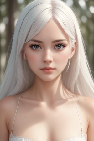 Beautiful woman white hair and long look at camera sad with a tear, UHD, 8K, high resolution, oil painting, hyper realims, face detail, perfect face, background forest, 16k, UHD, HDR, (Masterpiece:1.5) , (best quality:1.5) , RAW candid cinema, studio, 16mm, ((color graded portra 400 film) ) ((remarkable color) ), (ultra realistic) , textured skin, remarkable detailed pupils, ((realistic dull skin noise) ), ((visible skin detail) ), ((skin fuzz) ), (dry skin) shot with cinematic camera,