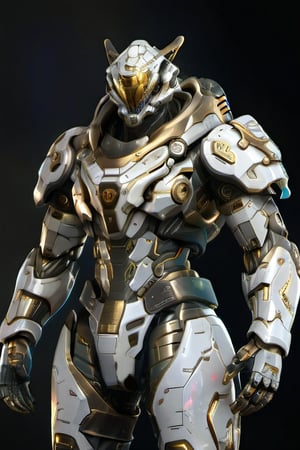 Create an poster image full lenght of a white dragon Robot Mecha Soldier, wearing Futuristic gold and white Soldier Armor and Weapons, Reflection Mapping, Realistic Figure, Hyper Detailed, Cinematic Lighting Photography, hdr, ray tracing, nvidia rtx, super-resolution, unreal 5, subsurface scattering, pbr texturing, post-processing, anisotropic filtering, depth of field, maximum clarity and sharpness, hyper realism, depth of field --ar 51:64 --niji 6 --style raw