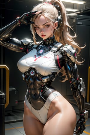 Beautiful cybernetic girl looking at camera in underwear detailed muscles realistic masterpieces dynamic poses,PERFECT