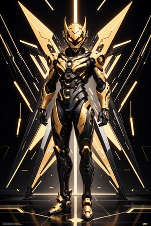 full body view, black and gold color, a sleek mecha foxboy warrior, with sleek and cybernatic foxboy helmet with fox ear design, cybernatic wings, cybernatic scythe, inticated, glossy gold, ultra sharp, full cybernatic, fighting stance on the roof top buiding of cybernatic city, low angle shot, action pose, photo-ultrarealistic, dramatic, vivid colors, sharp focus, HDR, UHD, 16mm, color graded Portra 400 film, extreme colors, Hyper Detailed, Cinematic Lighting Photography cap