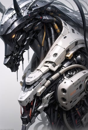 imagine cyberbots chrome skin enforcement horse robot with his android rider, glass porcelain intricate mechanical detail, iconic photography, --niji 6 --sty --niji 6 --style raw