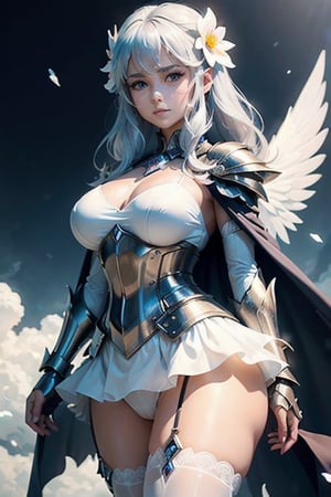 masterpiece,{{{best quality}}},(illustration)),{{{extremely detailed CG unity 8k wallpaper}}},game_cg,(({{1girl}})),{solo}, (beautiful detailed eyes),((shine eyes)),goddess,fluffy hair,messy_hair,ribbons,hair_bow,{flowing hair}, (glossy hair), (Silky hair),((white stockings)),(((gorgeous crystal armor))),cold smile,stare,cape,(((crystal wings))),((grand feathers)),((altocumulus)),(clear_sky),(snow mountain),((flowery flowers)),{(flowery bubbles)},{{cloud map plane}},({(crystal)}),crystal poppies,({lacy}) ({{misty}}),(posing sketch),(Brilliant light),cinematic lighting,((thick_coating)),(glass tint),(watercolor),(Ambient light),long_focus,(Colorful blisters),ukiyoe style,PERFECT