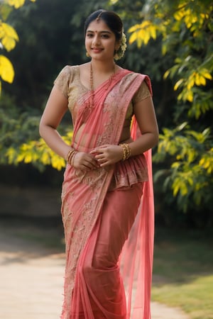 curvy thick Indian young beautiful 18years Indian teen, beauful plain saree, perfect saree, indian saree , indain look, pale skin, outdoor,photo, sun light