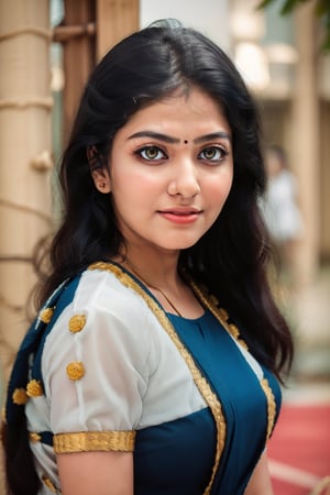 Raw photo of (27yo  Beautiful woman:1.1) (best quality, highres, ultra-detailed:1.2), vibrant colors, red, blue, black, yellow, orange, cinematic colour grading,  Moody colour grading, vilot, glowing dimond, glowing eyes, realistic Raw photo, realistic lighting, traditional saree, royal background , traditional Indian house, Indian culture, exotic beauty, exotic beauty, mesmerizing eyes,Mallu ,Indian dress,Bigger eyes