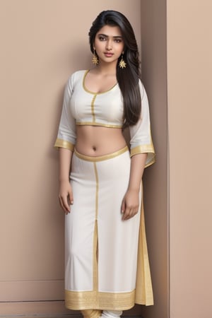 Extremely Realistic, A beautiful indian woman hunging a men high quality, realistic, 23 years old of indian girl full body thin waist, cute navel,  natural big breasts,big ass chubby women, skin tone fair color.4k photos , photorealistic 

Hair Style: long hair with bangs.

Ornament:  earrings.

Cloths: silk punjabi yellow kurta  salwar dupatta 


Background:white wall,Indian