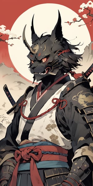 samurai,sense of dilapidation,mechanical parts,kimono,upper body,
masterpiece, best quality, aesthetic,samurai,,samurai,rough brushstrokes,illustration,samurai,horns,samurai,ukiyo-e background,samurai,warrior ((cat head, beastman, cat-headed samurai, cat man))