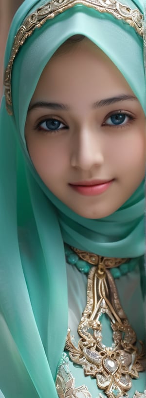 1 girl, pretty smile, her face like an angel, moslem clothes, hijab, palestinian turban, veil, islamic dress, closed clothing, long dress, cloak, (Best Quality:1.4), (Ultra-detailed), (Detailed light), (beautiful face),  not facing the camera, Amazing face and eyes, high heels,  extremely detailed CG unified 8k wallpaper, High-definition raw color photos, professional photograpy, dynamic lighting, depth of fields, full body view, outdoor, mosque, more detail XL, dilraba,Beautiful eyes girl,hubggirl