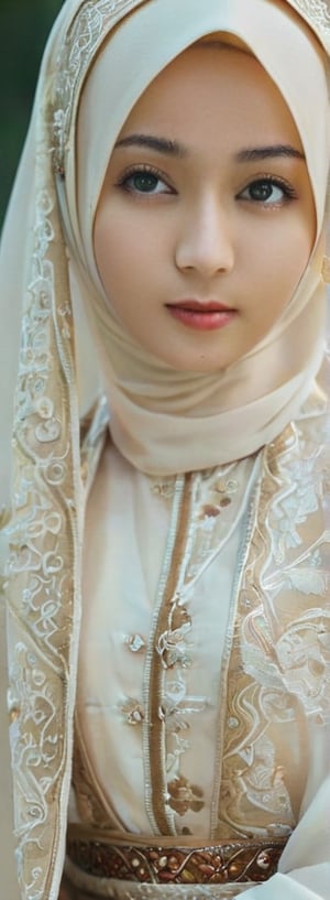 1 girl, pretty, her face like an angel, moslem clothes, hijab, veil, islamic dress, closed clothing, long dress, cloak, (Best Quality:1.4), (Ultra-detailed), (Detailed light), (beautiful face),  various camera angles, various poses, Amazing face and eyes, high heels,  extremely detailed CG unified 8k wallpaper, High-definition raw color photos, professional photograpy, dynamic lighting, depth of fields, full body view, outdoor, mosque, more detail XL, dilraba,Beautiful eyes girl,indonesia,hijab indonesia,eyes shoot,chinese girls,hanfu