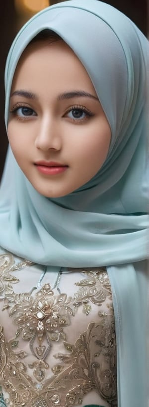 1 girl, pretty, her face like an angel, sweet smile, moslem clothes, hijab, veil, islamic dress, closed clothing, long dress, cloak, (Best Quality:1.4), (Ultra-detailed), (Detailed light), (beautiful face),  various camera angles, various poses, Amazing face and eyes, high heels,  extremely detailed CG unified 8k wallpaper, High-definition raw color photos, professional photograpy, dynamic lighting, depth of fields, full body view, outdoor, mosque, more detail XL, dilraba,Beautiful eyes girl