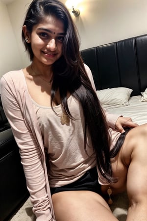 beautiful cute young attractive indian teenage girl, 18 years old, cute,  Instagram model, long black_hair, colorful hair, warm, at home, indian, with boyfriend 
