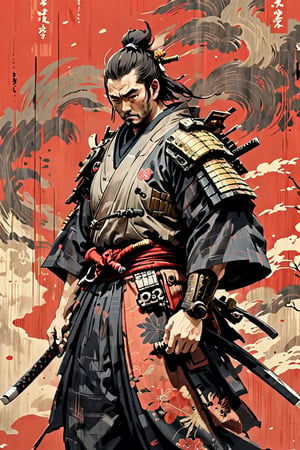 samurai,sense of dilapidation,mechanical parts,kimono,upper body,
masterpiece, best quality, aesthetic,samurai, cool pose, samurai, rough brushstrokes,illustration,samurai,techwear samurai,ukiyo-e background,samurai,warrior
