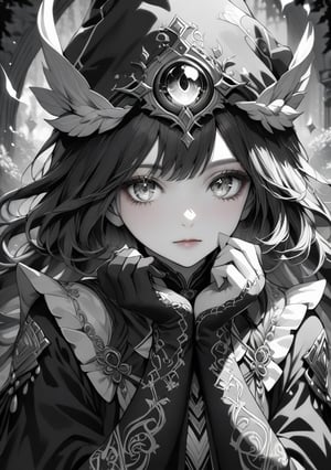 {(the beauty of greatest mage, {clad in black and white}, keeper of magic, living in harmony with herself:1.5)}, {(best quality impressionist masterpiece:1.5)}, (ultra detailed face, ultra detailed eyes, ultra detailed mouth, ultra detailed body, ultra detailed hands, detailed clothes), (immersive background + detailed scenery), {symmetrical intricate details + symmetrical sharpen details}, {(aesthetic details + beautiful details + harmonic details)}