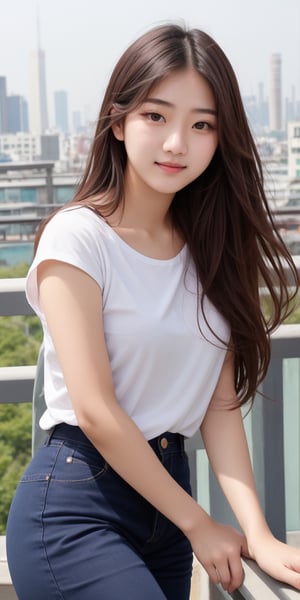 1girl, beautiful cute young attractive Korean teenage girl, City girl, 18 years old, cute, international model, long brown_hair, colorful hair, dacing, in city  , terrace, Korean, 1girl,pov,photorealistic, , Korean,Woman, Korean tradition, koh_yunjung,photorealistic,Indian,JeeSoo 