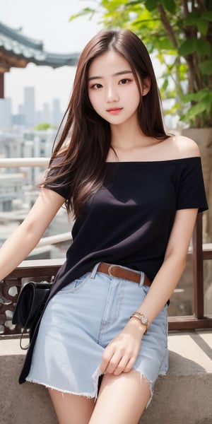 1girl, beautiful cute young attractive Korean teenage girl, City girl, 18 years old, cute, international model, long brown_hair, colorful hair, dacing, in city  , terrace, Korean, 1girl,pov,photorealistic, , Korean,Woman, Korean tradition, koh_yunjung,photorealistic,Indian,JeeSoo 