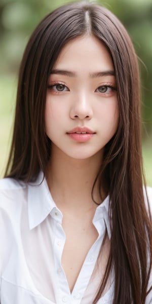 1girl, a close up of a woman with long hair wearing a white shirt, 1 8 yo, 18 years old, 19-year-old girl, xintong chen, korean girl, xision wu, heonhwa choe, 2 2 years old, 21 years old, ulzzang, wenfei ye, young cute wan asian face, lips