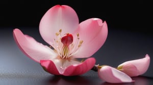 tender crabapple flower and buds,
,delicate and voluptuous covered by drew in morning  soft brigh light,(falling petals),(blur pure simple black background),and the petals formed a lovely heart on the ground,

realistic,photo_(medium),photorealistic

