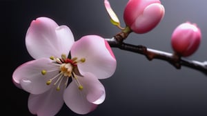 tender crabapple flower and buds,
,delicate and voluptuous covered by drew in morning  soft brigh light,(falling petals),(blur pure simple lightblack background), a lovely heart made by petals on the ground,

realistic,photo_(medium),photorealistic

