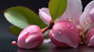 tender crabapple flower and buds,
,delicate and voluptuous covered by drew in morning  soft brigh light,(falling petals),(blur pure simple lightblack background),and the petals formed a lovely heart on the ground,

realistic,photo_(medium),photorealistic

