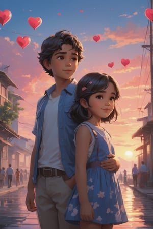 valentine design, in the style of graphic novel inspired illustrations, sketchfab, fernando amorsolo, relatable personality, alexander millar, cute and dreamy, lit kids