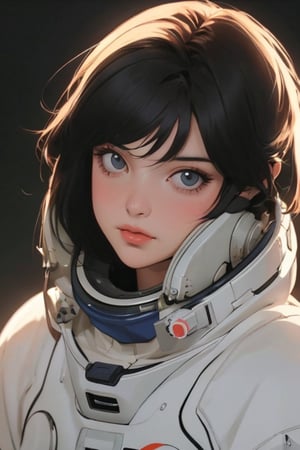 woman in a space suit| character portrait| space art| retro-futuristic armor| high detailed official artwork| her hair is the milky way| fantastic screenshot art| hyperrealism| dynamic lighting