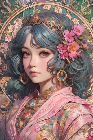 a cute little girl with big eyes, close-up,face on the camera, blue hairs, graceful flutter,  hyperdetailed, minimalism, dynamic pose, cinematic light, hopeful, mucha art style,YAMATO,girl,downblouse,dragonbaby,Grt2c