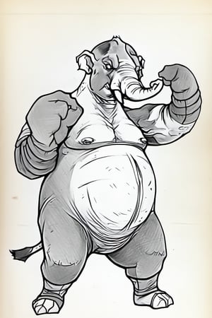 A anthropomorphic elephant boxer