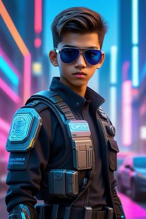 score_9,score_8_up,score_7_up,realistic photo,photorealistic,hyperrealistic,intricate details,1boy,25 years old,policeman,cyber sunglasses,dressed in cyber armor with a holographic outline,an intricate device in his hand,a laser pistol on his belt,cityscape,neon lights,cyberpunk,2077_Style,LoRA