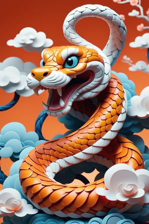 ohaxicxn icon,Chinese zodiac snake icon,Spring Festival,auspicious clouds,frosted texture,apps,paper sculpture,orange background,white neon light,ohaxicxn icon,symbol,mg_ip,pixar,masterpiece:1.2,extremely detailed,highres,Rich in detail,masterpiece,High resolution,depth of field,best quality,Best quality,super detail,ccurate,UHD,award winning,anatomically correct,SDXL,Cartoon