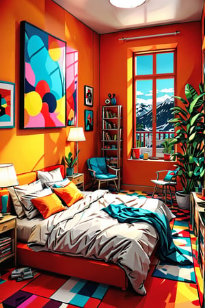 bedroom, indoor, pov shot, [3D:7], [pop art:2], masterpiece, best quality, highres,SDXL,scenery,ADD MORE DETAIL