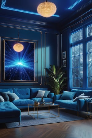 Dream Holographic1,POV,a BLUE wire frame of living room,fuzzy background,highly detailed,ultra-high resolutions,32K UHD,best quality,masterpiece,SDXL,House