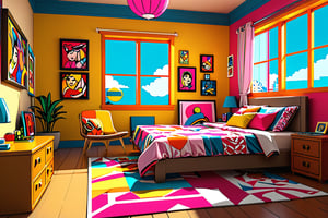 bedroom, indoor, pov shot, [3D:7], [pop art:2], masterpiece, best quality, highres,SDXL,scenery,ADD MORE DETAIL,chibi