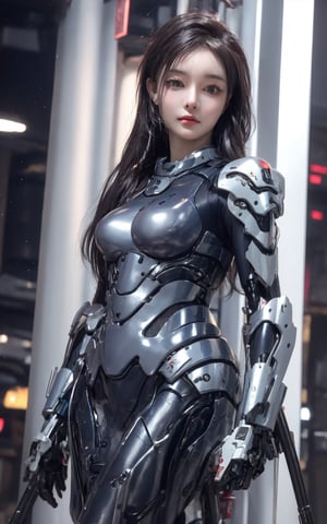 Best picture quality, high resolution, 8k, realistic, sharp focus, realistic image of elegant lady, beauty, supermodel, long hair, beautiful eyes, wearing high-tech cyberpunk style blue suit, radiant Glow, sparkling suit, mecha, perfectly customized high-tech suit, ocean theme, custom design,swordup, looking at viewer,, ,,,Cyberpunk,,,, ,holding sword, (myanxin_SD)