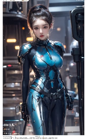 Best picture quality, high resolution, 8k, realistic, sharp focus, realistic image of elegant lady, beauty, supermodel, long hair, beautiful eyes, wearing high-tech cyberpunk style blue suit, radiant Glow, sparkling suit, mecha, perfectly customized high-tech suit, ocean theme, custom design,swordup, looking at viewer,, ,,,Cyberpunk,,,, ,holding sword, (myanxin_SD)