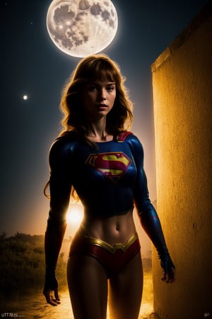 supergirl,naked,at the cute yellow  room,summer night,soft moonlight,ultra-detailed,in the front