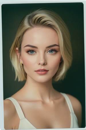 Beautiful woman, analog photograph, professional fashion photoshoot, hyperrealistic, masterpiece, trending on artstation,krrrsty,and18,Android 18, amazing, masterpiece, Exquisite facial features, fierce and sharp eyes, slim figure,(((face))),((female)) ,Polaroid, face shot, close-up