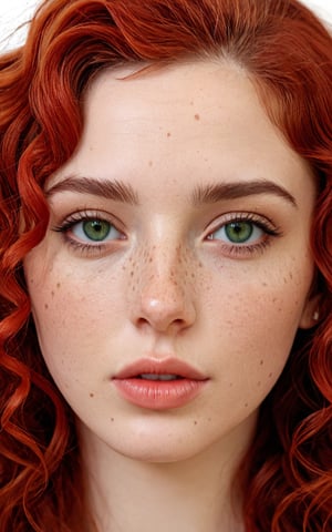 score_9,score_8_up,score_7_up, photorealistic, photography, 1girl,long hair,looking at viewer,cleavage,green eyes,red hair,parted lips,teeth,mole,lips,freckles,curly hair,realistic,beautiful