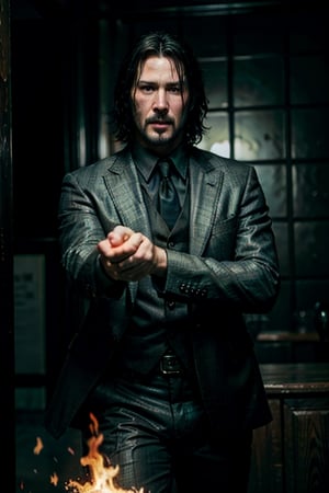 open wide shot, masterpiece, excellent quality, 
perfect hands, running fast shooting machine gun with flames, photo realistic Keanu Reeves John Wick with pistol and machine gun , thriller style, aggressive pose, modern black and white Gucci suit, armed gun, photorealistic, highly detailed, blurry photo, intricate, incredibly detailed, super detailed, gangster texture, detailed , crazy, soft lights and shadows