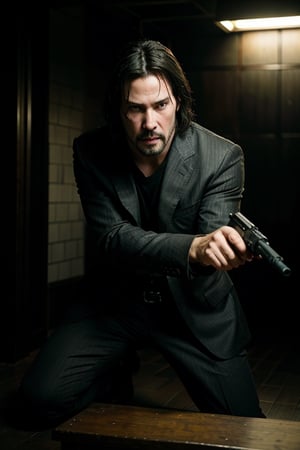 open wide shot, masterpiece, excellent quality, HD, 
perfect hands,epic running fast shooting machine gun with flames, photo realistic Keanu Reeves John Wick with pistol and machine gun , ((different weapons)) thriller style, aggressive pose, modern black and white Gucci suit, armed gun, photorealistic, highly detailed, blurry photo, intricate, incredibly detailed, super detailed, gangster texture, detailed , crazy, soft lights and shadows