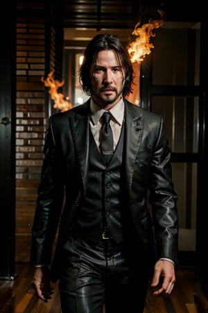 open wide shot, masterpiece, excellent quality, 
perfect hands,epic running fast shooting machine gun with flames, photo realistic Keanu Reeves John Wick with pistol and machine gun , thriller style, aggressive pose, modern black and white Gucci suit, armed gun, photorealistic, highly detailed, blurry photo, intricate, incredibly detailed, super detailed, gangster texture, detailed , crazy, soft lights and shadows