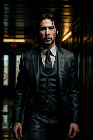 open wide shot, masterpiece, excellent quality, running fast shooting 2 guns with flame, photo realistic Keanu Reeves John Wick with pistol and machine gun , thriller style, aggressive pose, modern black and white Gucci suit, armed gun, photorealistic, highly detailed, blurry photo, intricate, incredibly detailed, super detailed, gangster texture, detailed , crazy, soft lights and shadows