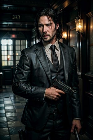 open wide shot, masterpiece, excellent quality, 
perfect hands,epic running fast shooting machine gun with flames, photo realistic Keanu Reeves John Wick with pistol and machine gun , 
different weapons
knives, katanas, submachine guns, grenades, in a shootout with other men, thriller style, aggressive pose, modern black and white Gucci suit, armed gun, photorealistic, highly detailed, blurry photo, intricate, incredibly detailed, super detailed, gangster texture, detailed , crazy, soft lights and shadows