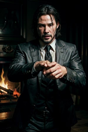 open wide shot, masterpiece, excellent quality, 
perfect hands,epic running fast shooting machine gun with flames, photo realistic Keanu Reeves John Wick with pistol and machine gun , thriller style, aggressive pose, modern black and white Gucci suit, armed gun, photorealistic, highly detailed, blurry photo, intricate, incredibly detailed, super detailed, gangster texture, detailed , crazy, soft lights and shadows