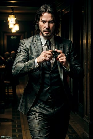 open wide shot, masterpiece, excellent quality, 
perfect hands,epic running fast shooting machine gun with flames, photo realistic Keanu Reeves John Wick with pistol and machine gun , thriller style, aggressive pose, modern black and white Gucci suit, armed gun, photorealistic, highly detailed, blurry photo, intricate, incredibly detailed, super detailed, gangster texture, detailed , crazy, soft lights and shadows