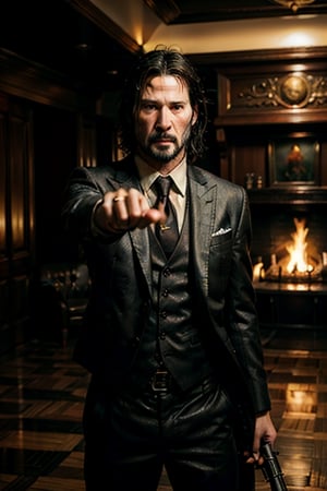 ((Panoramic and open wide shot)), masterpiece, excellent quality, 
perfect hands,epic running fast shooting machine gun with flames, photo realistic Keanu Reeves John Wick with pistol and machine gun , 
different weapons
knives, katanas, submachine guns, grenades, in a shootout with other men, thriller style, aggressive pose, modern black and white Gucci suit, armed gun, photorealistic, highly detailed, blurry photo, intricate, incredibly detailed, super detailed, gangster texture, detailed , crazy, soft lights and shadows