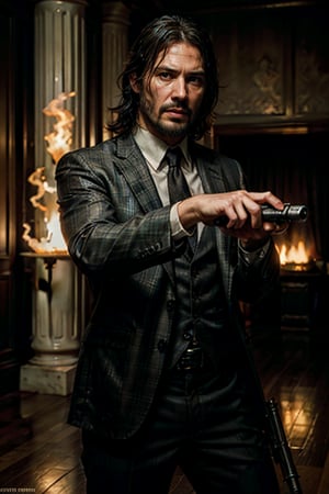 ((Panoramic and open wide shot)), masterpiece, excellent quality, 
perfect hands,epic running fast shooting machine gun with flames, photo realistic "John Wick",  with pistol and machine gun , 
different weapons
knives, katanas, submachine guns, grenades, in a shootout with other men, thriller style, aggressive pose, modern black and white Gucci suit, armed gun, photorealistic, highly detailed, blurry photo, intricate, incredibly detailed, super detailed, gangster texture, detailed , crazy, soft lights and shadows