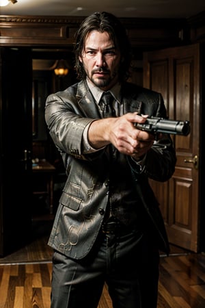 ((Panoramic and open wide shot)), masterpiece, excellent quality, 
perfect hands,epic running fast shooting machine gun with flames, photo realistic Keanu Reeves John Wick with pistol and machine gun , 
different weapons
knives, katanas, submachine guns, grenades, in a shootout with other men, thriller style, aggressive pose, modern black and white Gucci suit, armed gun, photorealistic, highly detailed, blurry photo, intricate, incredibly detailed, super detailed, gangster texture, detailed , crazy, soft lights and shadows