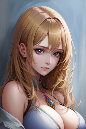 realistic ,artwork, anime style, best quality, girl, woman, high resolution, portrait, photo_light, with big boobies and neckline woman from front looking at camera {{}}, ulzzang-6500-v1.1:0.9
