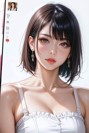 realistic ,artwork, anime style, best quality, girl, woman, high resolution, portrait, photo_light, with big boobies, woman from front looking at camera{{}}, ulzzang-6500-v1.1:0.9
